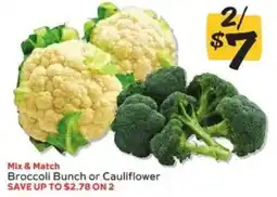 Winn Dixie Broccoli Bunch or Cauliflower offer