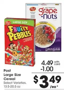 Smith's Post Large Size Cereal offer