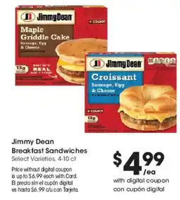 Smith's Jimmy Dean Breakfast Sandwiches offer