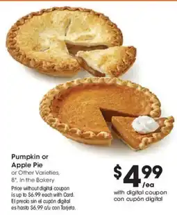 Smith's Pumpkin or Apple Pie offer