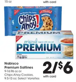 Smith's Nabisco Premium Saltines or Chips Ahoy Cookies offer