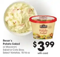 Smith's Reser's Potato Salad or Macaroni Salad or Cole Slaw offer