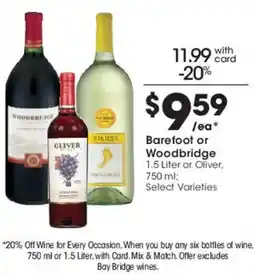 Smith's Barefoot or Woodbridge Wine offer