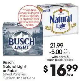 Smith's Busch, Natural Light or Pabst offer