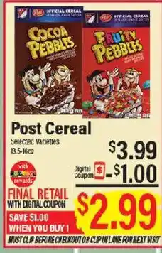 Market Basket Post Cereal offer