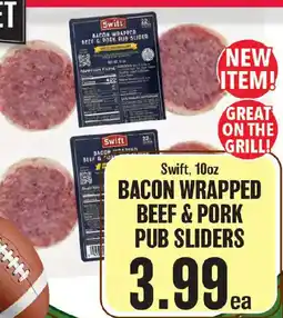 Market Basket Swift bacon wrapped beef & pork pub sliders offer