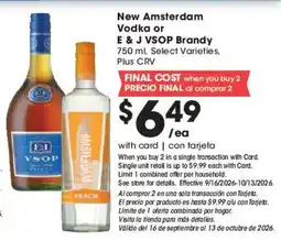 Ralphs New Amsterdam Vodka or E & J VSOP Brandy offer
