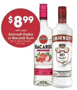 Ralphs Smirnoff Vodka or Bacardi Rum offer