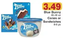Piggly Wiggly Blue Bunny Cones or Sandwiches offer