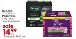 Giant Eagle Depend Men or Poise Pads offer