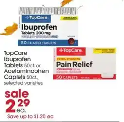 Giant Eagle TopCare Ibuprofen Tablets or Acetaminophen Caplets offer
