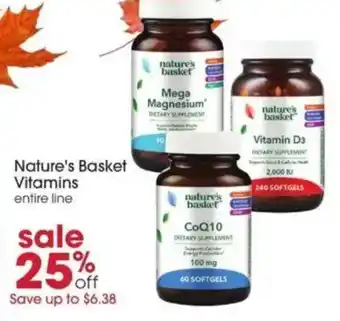 Nature's Basket Vitamins entire line