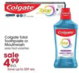 Giant Eagle Colgate Total Toothpaste or Mouthwash offer