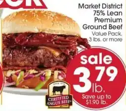 Giant Eagle Market District 75% Lean Premium Ground Beef offer