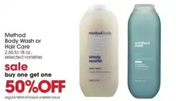 Giant Eagle Method Body Wash or Hair Care offer