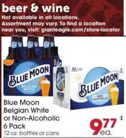 Giant Eagle Blue Moon Belgian White or Non-Alcoholic offer