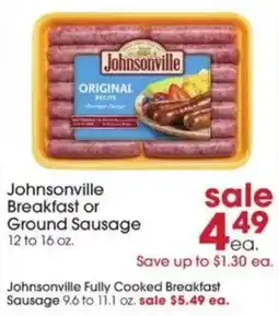 Giant Eagle Johnsonville breakfast or ground sausage offer