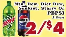 Foodland Mtn Dew, Diet Dew, Sunkist, Starry Or Pepsi offer