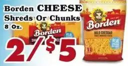 Foodland Borden cheese shreds or chunks offer