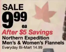 Bi-Mart Northern Expedition Men's & Women's Flannels offer