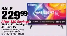 Bi-Mart Philips 43" Ambilight 4K Roku TV offer