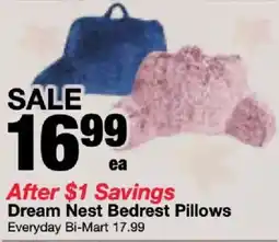 Bi-Mart Dream Nest Bedrest Pillows offer