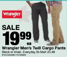 Bi-Mart Wrangler Men's Twill Cargo Pants offer