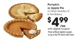 Kroger Pumpkin or Apple Pie or Other Varieties offer