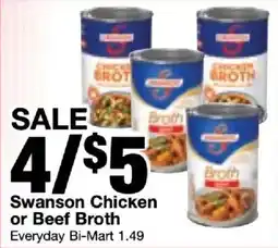 Bi-Mart Swanson Chicken or Beef Broth offer