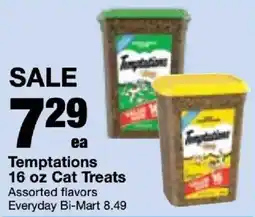 Bi-Mart Temptations Cat Treats offer
