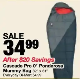 Bi-Mart Cascade Pro 0° Ponderosa Mummy Bag offer