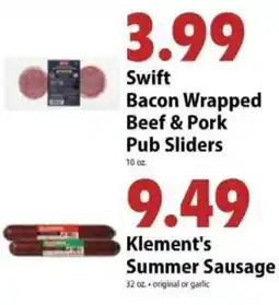Festival Foods Swift bacon wrapped beef & pork pub sliders offer
