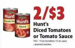 Festival Foods Hunt's Diced Tomatoes or Tomato Sauce offer