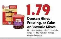 Festival Foods Duncan Hines Frosting or Cake or Brownie Mixes offer