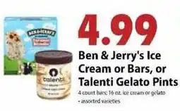 Festival Foods Ben & Jerry's Ice Cream or Bars, or Talenti Gelato Pints offer