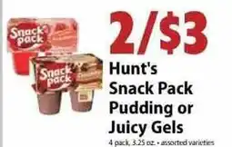 Festival Foods Hunt's Snack Pack Pudding or Juicy Gels offer