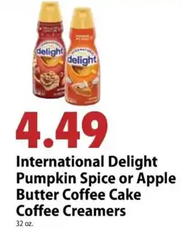 Festival Foods International Delight Pumpkin Spice or Apple Butter Coffee Cake Coffee Creamers offer