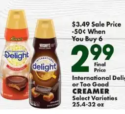 Sullivan's Foods International Delight or Too Good Creamer offer