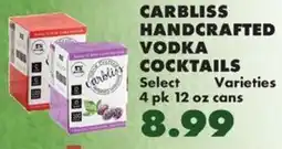 Sullivan's Foods Carbliss handcrafted vodka cocktails offer