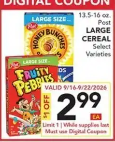 Pete's Fresh Market Post honey bunches cereal offer