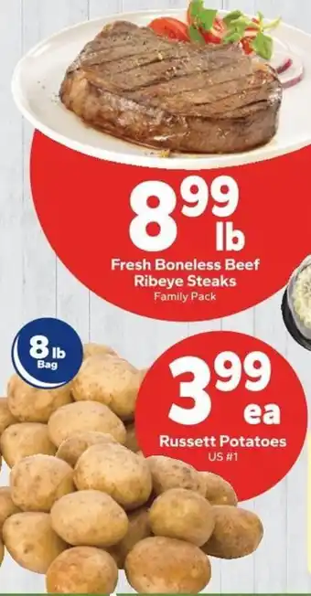 Save a Lot Fresh Boneless Beef Ribeye Steaks offer