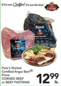 Pete's Fresh Market Pete's Market Certified Angus Beef Prime Corned Beef or Beef Pastrami offer