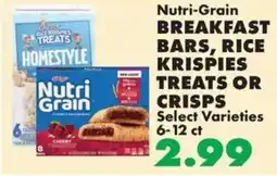 Sullivan's Foods Nutri-Grain Breakfast Bars, Rice Krispies Treats or Crisps offer