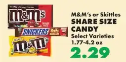 Sullivan's Foods M&M's or Skittles share size candy offer