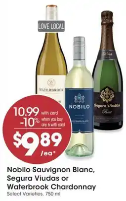 QFC Nobilo Sauvignon Blanc, Segura Viudas or Waterbrook Chardonnay offer