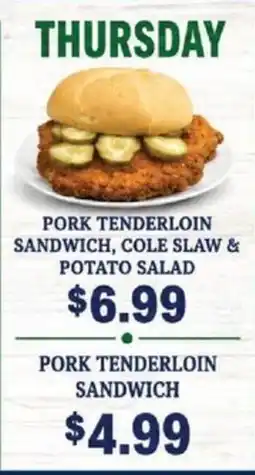 Sullivan's Foods Pork tenderloin sandwich offer