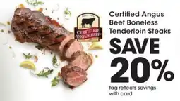 QFC Certified Angus Beef Boneless Tenderloin Steaks offer
