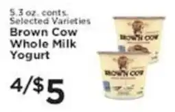 Pioneer Supermarkets Brown Cow Whole Milk Yogurt offer