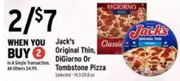 Brookshire's Jack's Original Thin, DiGiorno Or Tombstone Pizza offer