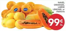 Pete's Fresh Market Navel oranges, large lemons, or papaya offer